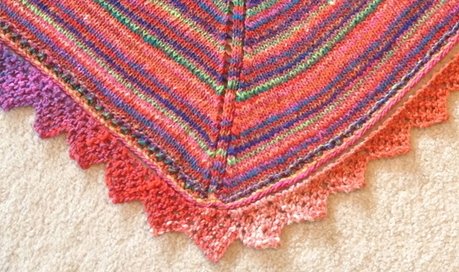 This pretty eyelet edging is quite simple and easy to knit. It is mostly knitted with yo and k2tog. It has a sawtooth looking finish.  Would work well for shawl and pillow case.
